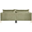 BIGSOFA in Samt Salbeigrün  - Salbeigrün/Goldfarben, Trend, Textil/Metall (230/94/110cm) - Ambia Home