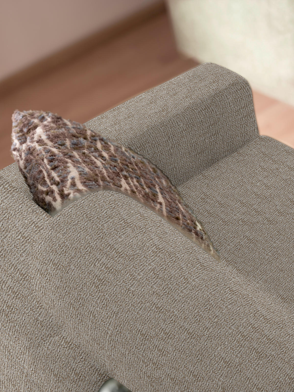 3-SITZER-SOFA in Flachgewebe Beige  - Chromfarben/Beige, Design, Textil/Metall (195/83/85cm) - Xora