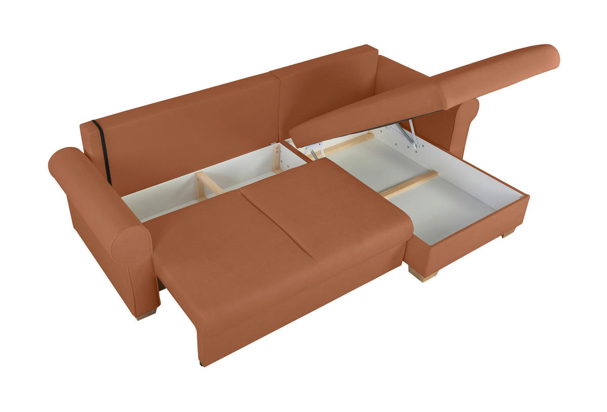 ECKSOFA in Rostfarben  - Rostfarben/Buchefarben, Design, Holz/Textil (266/161cm) - MID.YOU