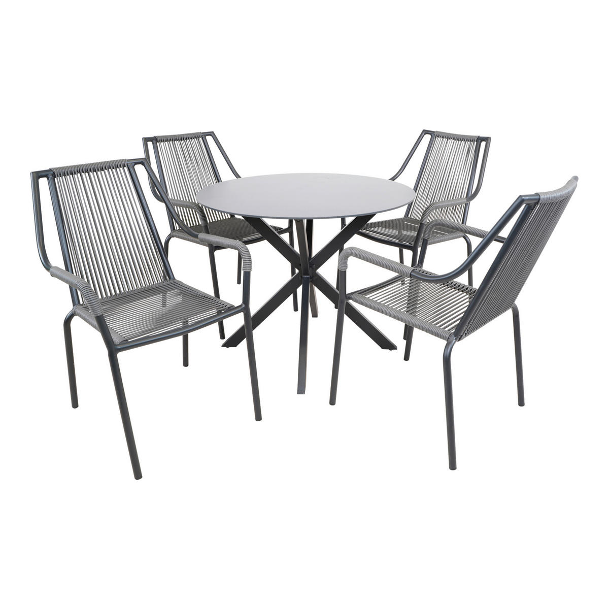 GARTENTISCH Metall, Glas Grau, Schwarz  - Schwarz/Grau, Konventionell, Glas/Metall (90/73cm)