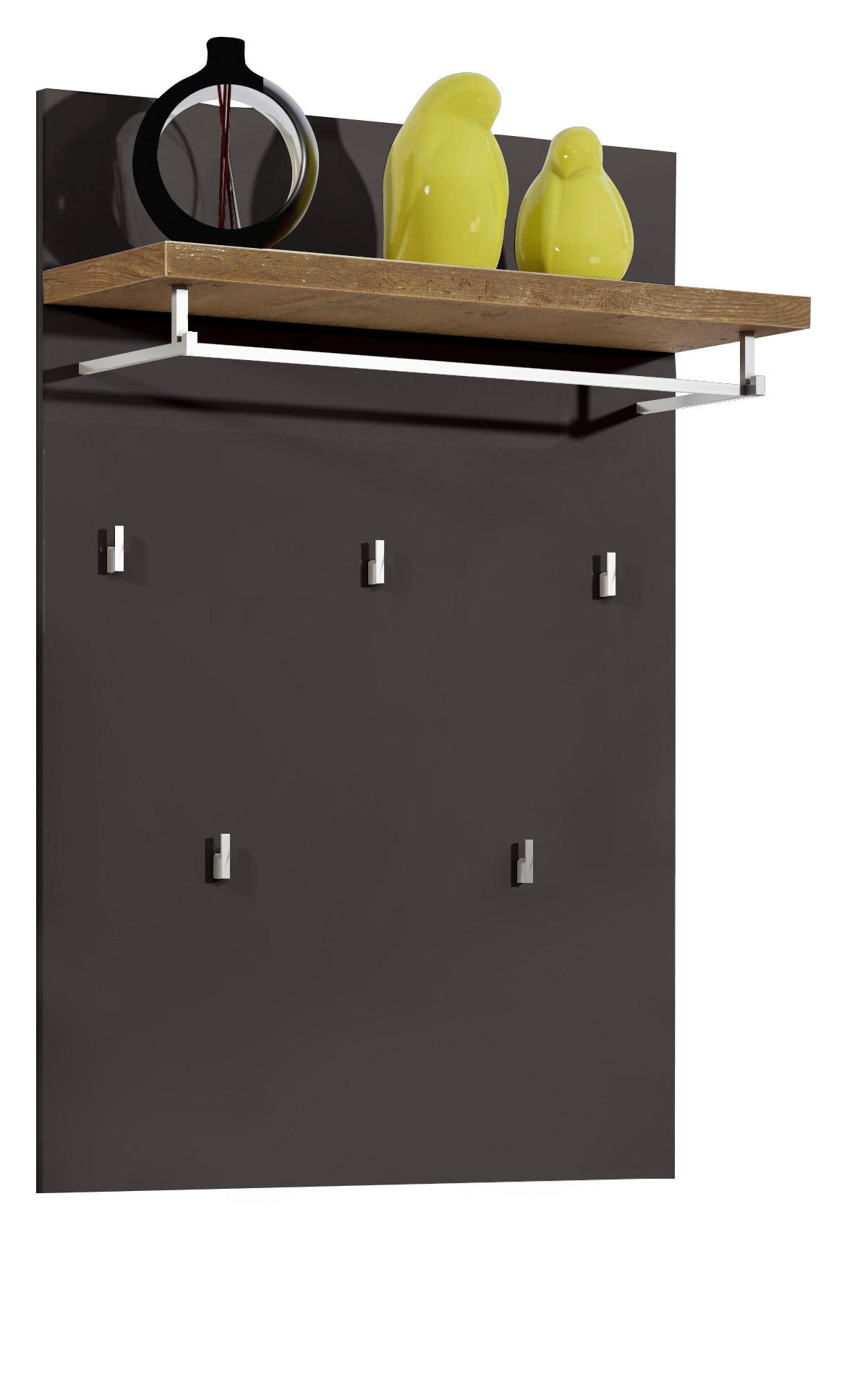 GARDEROBENPANEEL in 80/115/27,6 cm - Eichefarben/Anthrazit Hochglanz, Design, Holzwerkstoff (80/115/27,6cm) - Xora