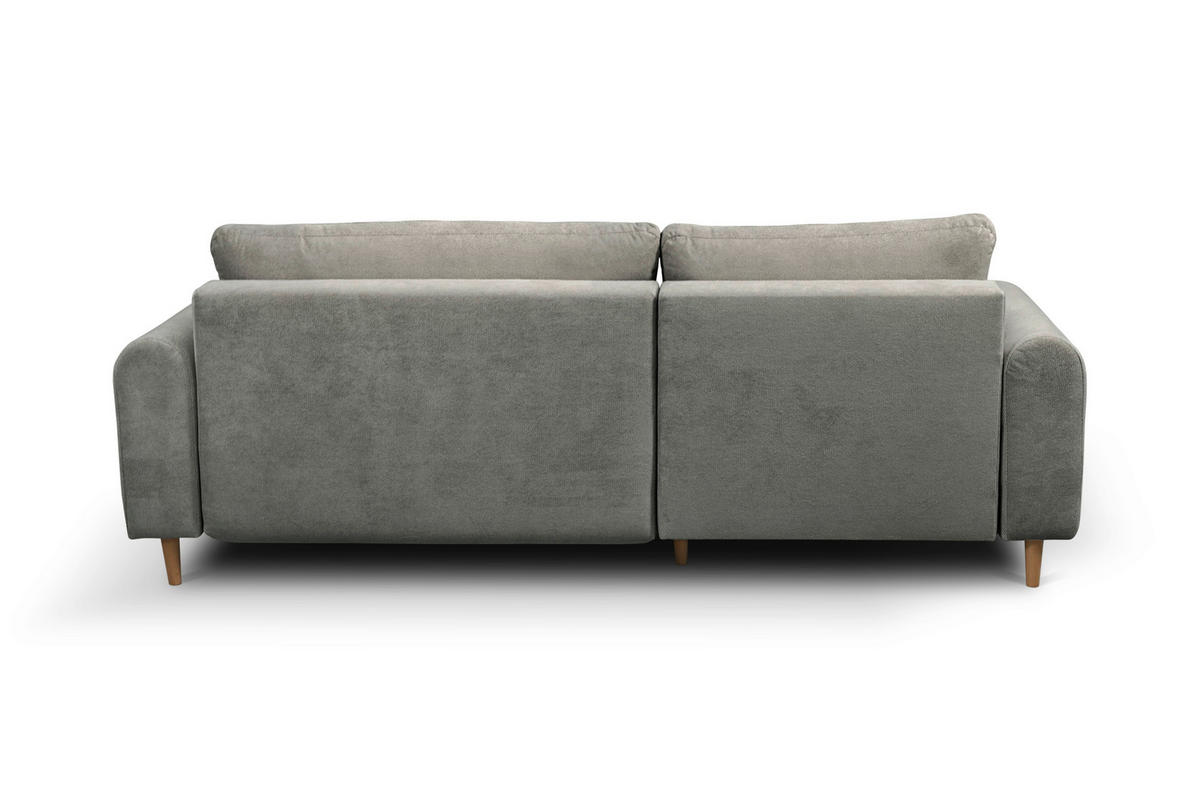 ECKSOFA VIRA Grau Struktur Rückenkissen, Bettkasten, Liegefläche im Originalstoff  - Naturfarben/Grau, Design, Holz/Textil (150/230cm) - MID.YOU