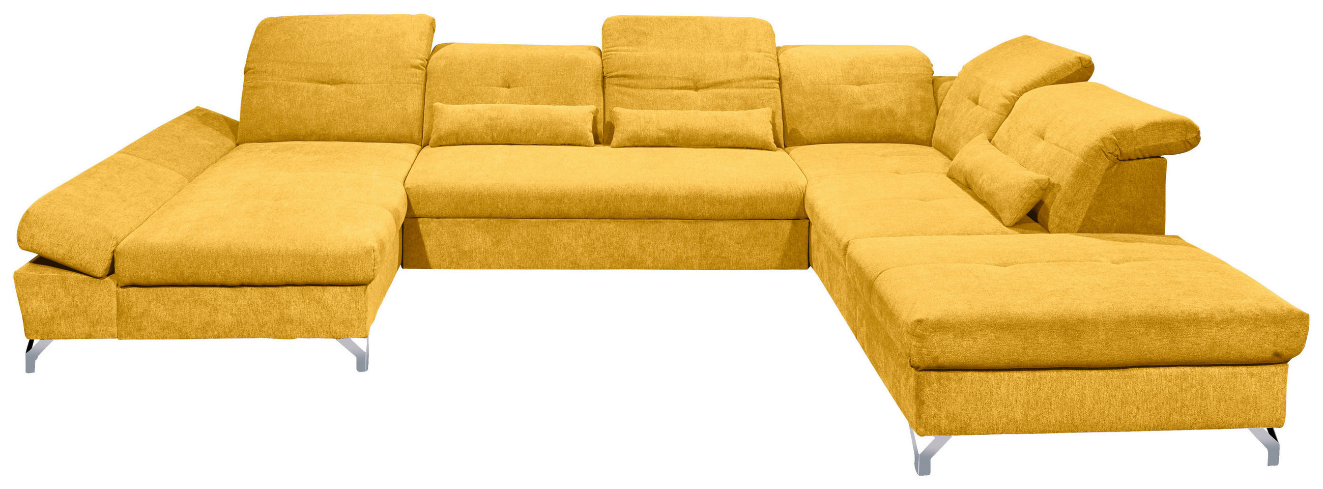 WOHNLANDSCHAFT Gelb Mikrovelours  - Gelb/Silberfarben, MODERN, Textil/Metall (168/350/245cm) - MID.YOU
