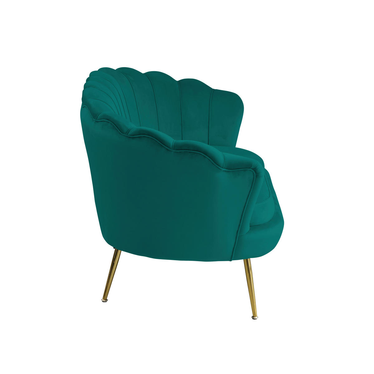 2-SITZER-SOFA in Samt Grün  - Goldfarben/Grün, MODERN, Textil/Metall (136/78/77cm) - Livetastic