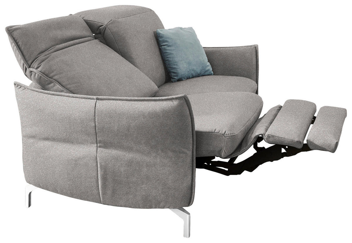 2-SITZER-SOFA in Chenille Grau, Weiss  - Weiss/Schwarz, Modern, Textil/Metall (154/89/109cm) - Livetastic