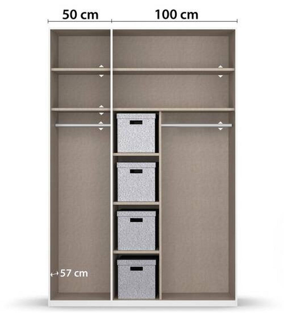 DREHTÜRENSCHRANK  in Graphitfarben  - Chromfarben/Graphitfarben, Design, Holzwerkstoff/Metall (151/223/60cm) - home24