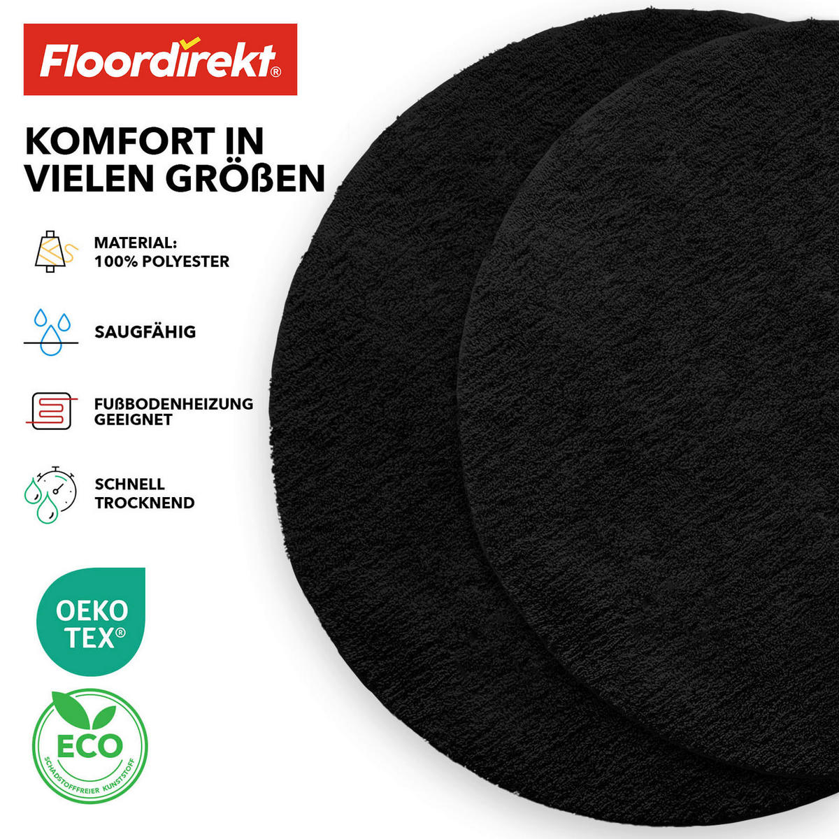 BADEMATTE SKY Schwarz 95 cm  - Schwarz, Basics, Kunststoff/Textil (95cm) - Floordirekt