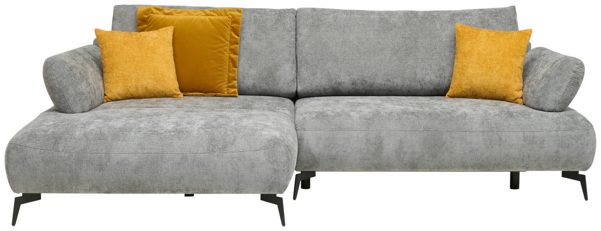 ECKSOFA COLORADO Grau Struktur  - Schwarz/Grau, Design, Textil/Metall (186/284cm) - Livetastic