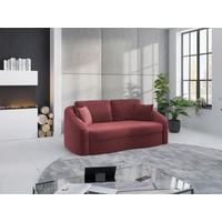 2,5-SITZER in Samt Aubergine  - Aubergine/Schwarz, Modern, Kunststoff/Textil (196/88/107cm) - Sit & More