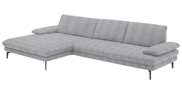 ECKSOFA in Chenille Hellgrau 180/310 cm - Hellgrau/Schwarz, Design, Textil/Metall (180/310cm) - Dieter Knoll