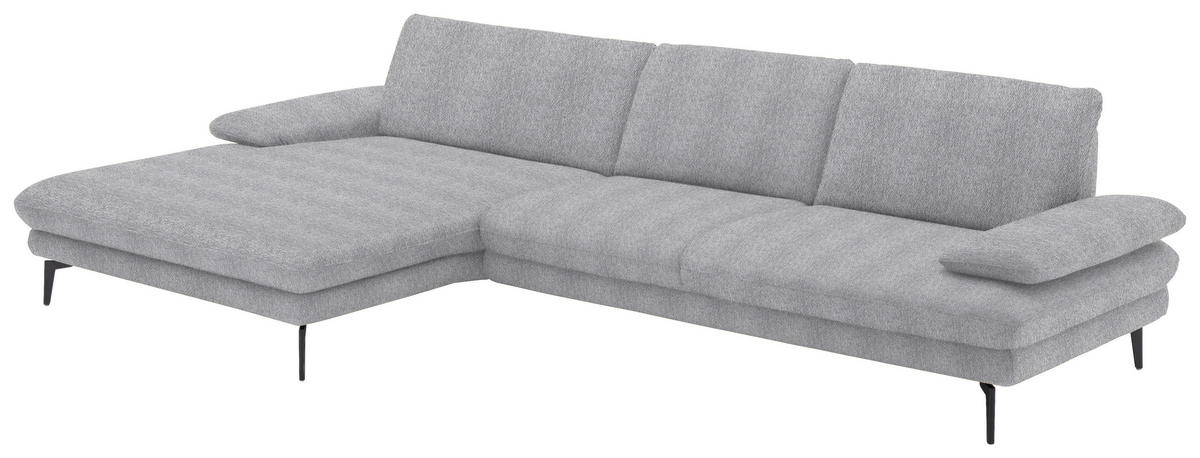 ECKSOFA in Chenille Hellgrau  180/310 cm  - Hellgrau/Schwarz, Design, Textil/Metall (180/310cm) - Dieter Knoll