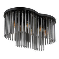 DECKENLEUCHTE    60/35/34,5 cm  - Schwarz/Grau, Konventionell, Glas/Metall (60/35/34,5cm) - Globo
