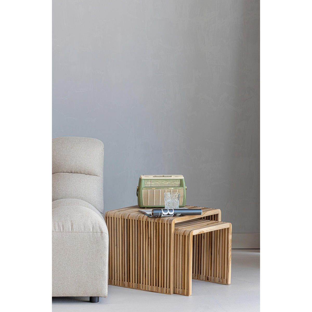 BEISTELLTISCHSET Jasmijn Teakholz Hartholz rechteckig Naturfarben  - Naturfarben, Design, Holz (50-40/41-36/45-40cm) - Livetastic