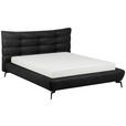 POLSTERBETT 180/200 cm,  in Anthrazit, gepolstertes Kopfteil,  - Anthrazit/Schwarz, Design, Leder/Metall (180/200cm) - Esposa