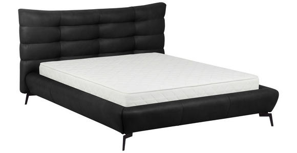 POLSTERBETT 180/200 cm,  in Anthrazit, gepolstertes Kopfteil,  - Anthrazit/Schwarz, Design, Leder/Metall (180/200cm) - Esposa