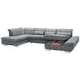 WOHNLANDSCHAFT Grau Mikrofaser  - Chromfarben/Grau, Design, Kunststoff/Textil (211/350/204cm) - Xora
