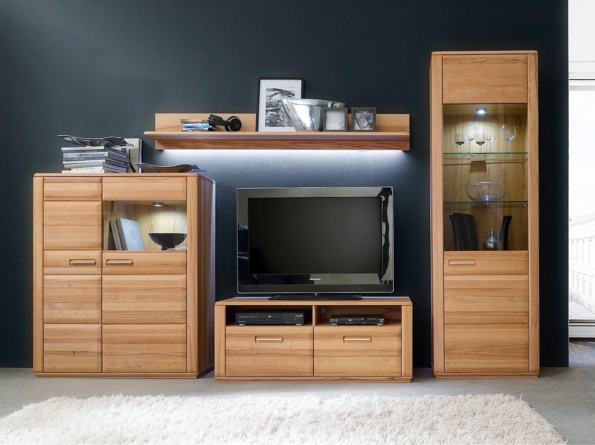 TV-ELEMENT 154/54/51 cm - Edelstahlfarben/Buchefarben, Design, Holz/Holzwerkstoff (154/54/51cm) - Livetastic