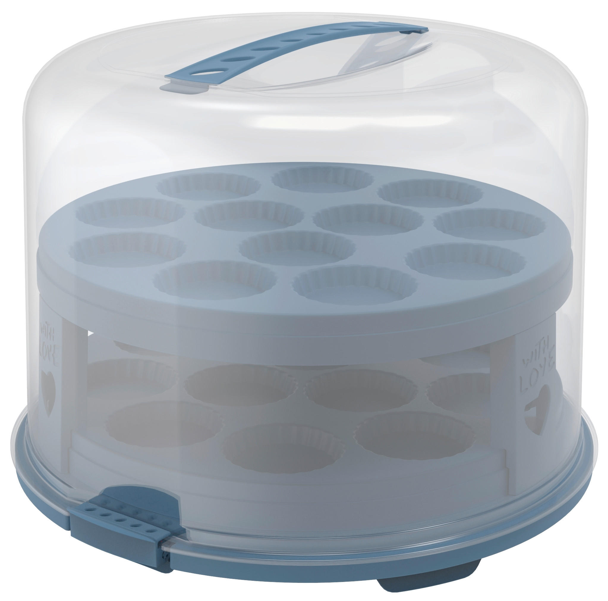 KUCHENTRANSPORTBOX - Blau/Transparent, Basics, Kunststoff (35,5/34,5/26cm) - Rotho