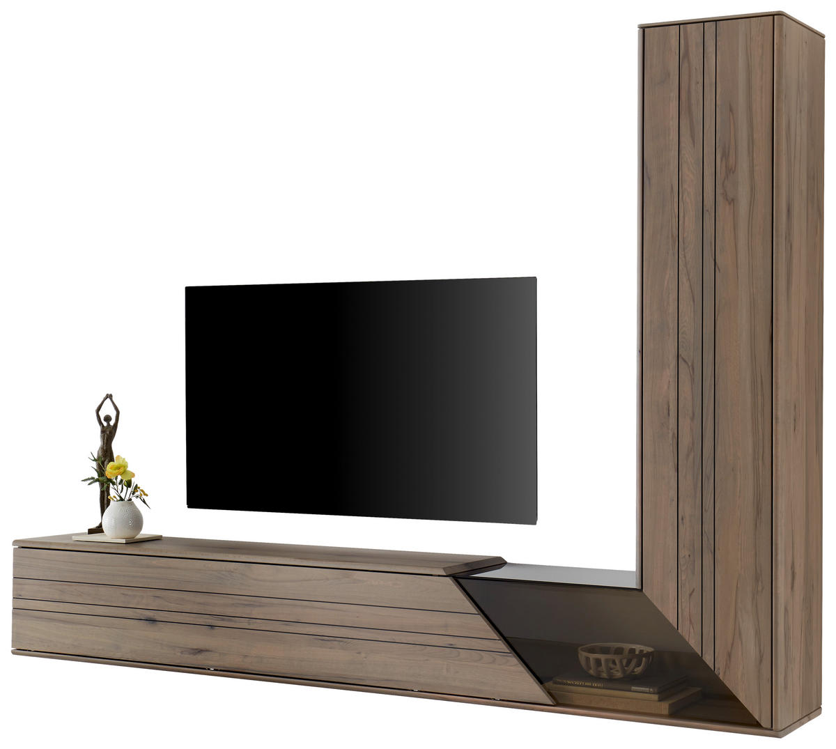 WOHNWAND  in Buchefarben, Sandfarben  245/178/41 cm   - Sandfarben/Buchefarben, Design, Glas/Holz (245/178/41cm) - Johann Jakob