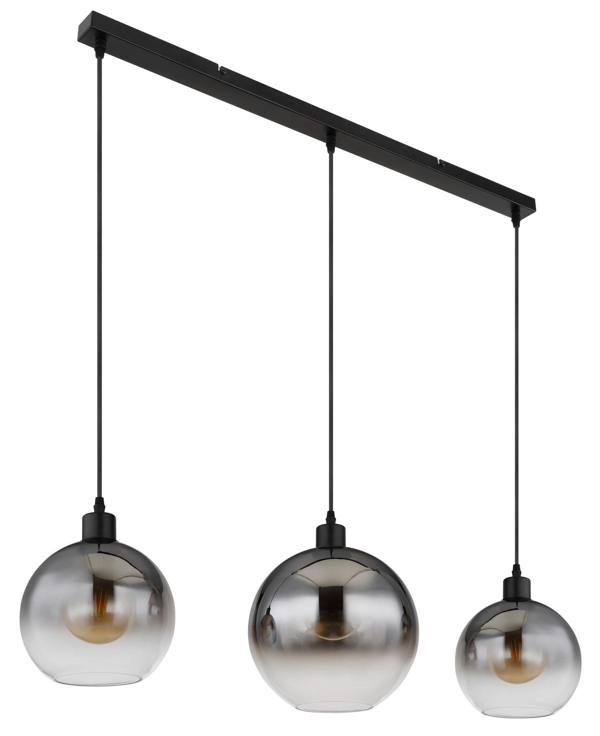 HÄNGELEUCHTE 95/25/120 cm    - Schwarz, Design, Glas/Metall (95/25/120cm) - Globo