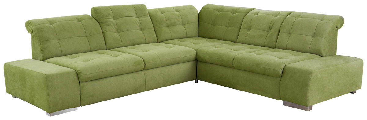 ECKSOFA in Flachgewebe Grün  - Chromfarben/Grün, Modern, Kunststoff/Textil (283/254cm) - Sit & More
