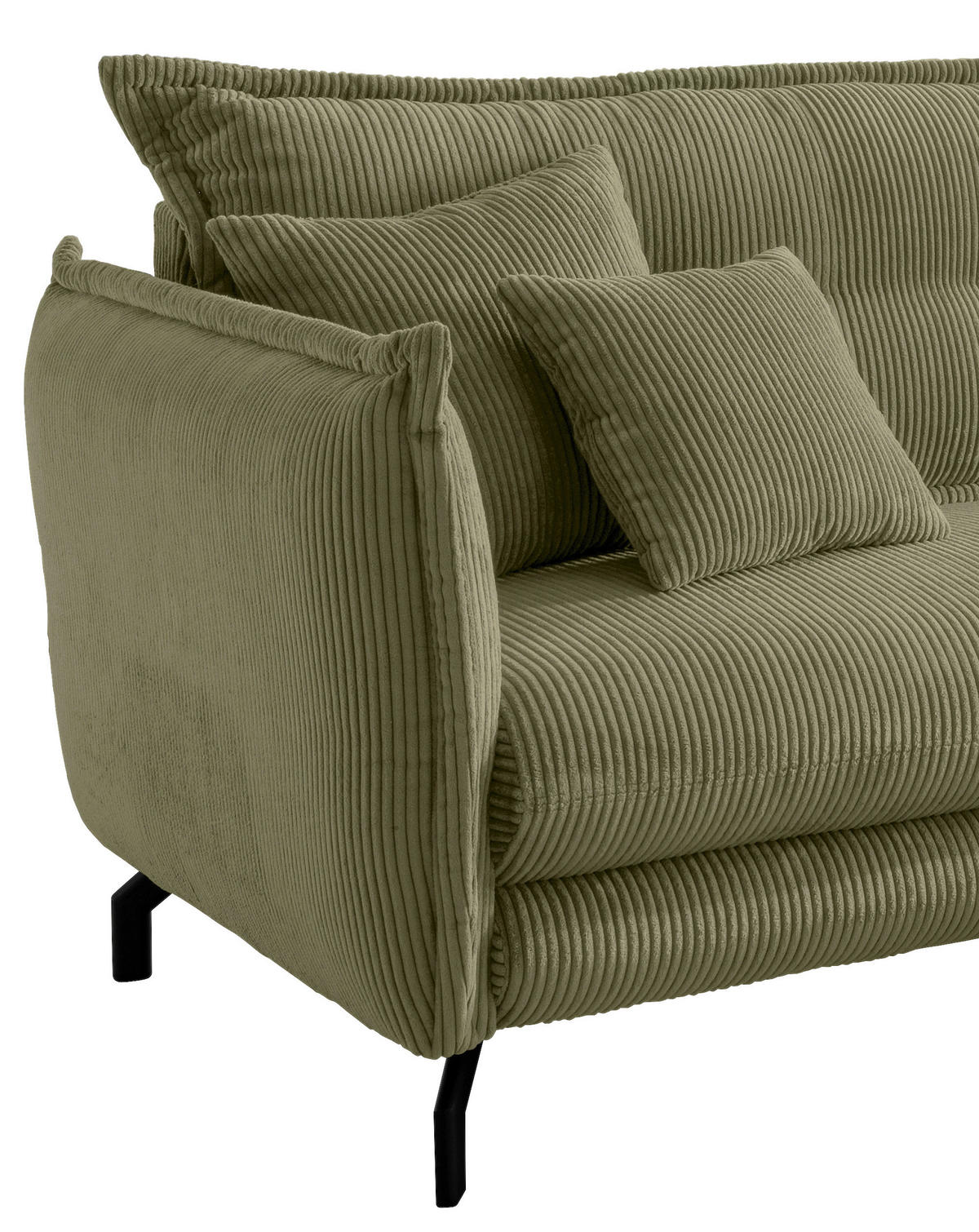 ECKSOFA Olivgrün Cord  - Schwarz/Olivgrün, MODERN, Textil/Metall (255/180cm) - Livetastic