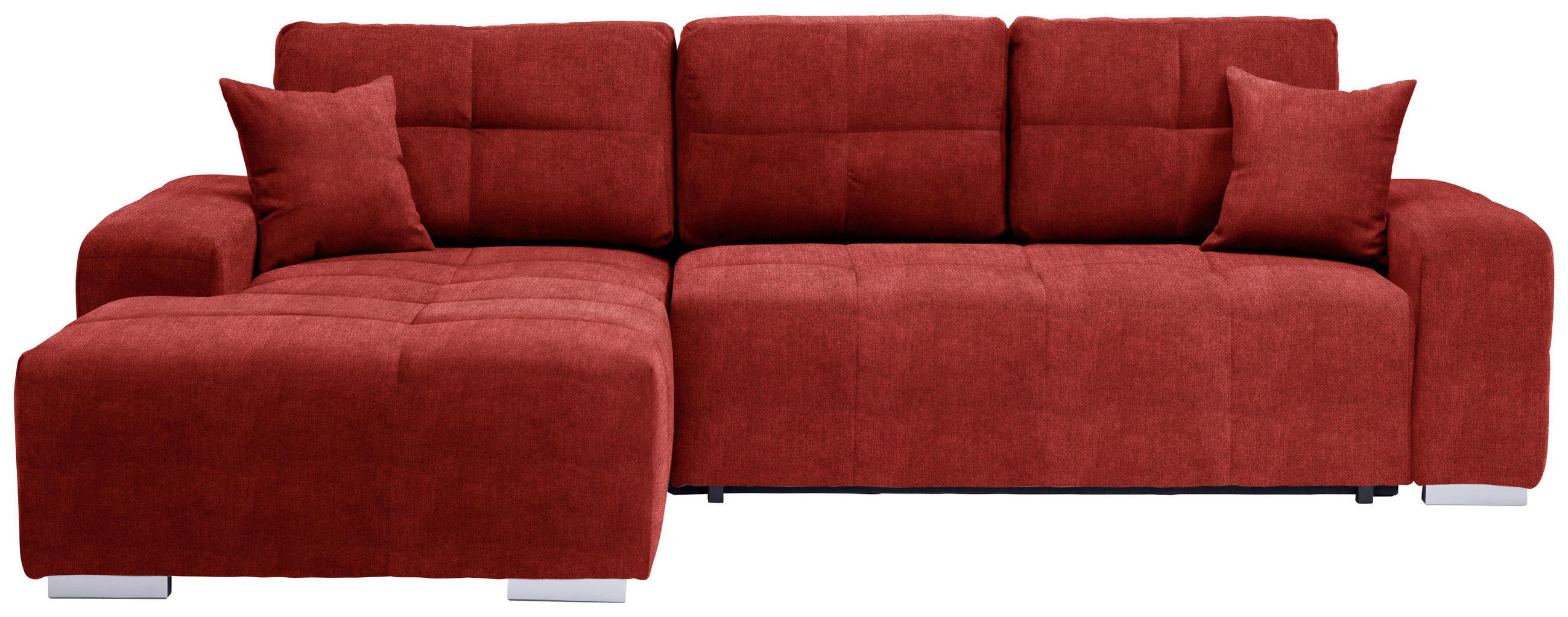 ECKSOFA in Webstoff Rot  194/280 cm  - Silberfarben/Rot, Design, Kunststoff/Textil (194/280cm) - Carryhome