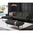 ECKSOFA in Echtleder Anthrazit  - Anthrazit/Schwarz, Design, Leder/Metall (182/325cm) - Valnatura