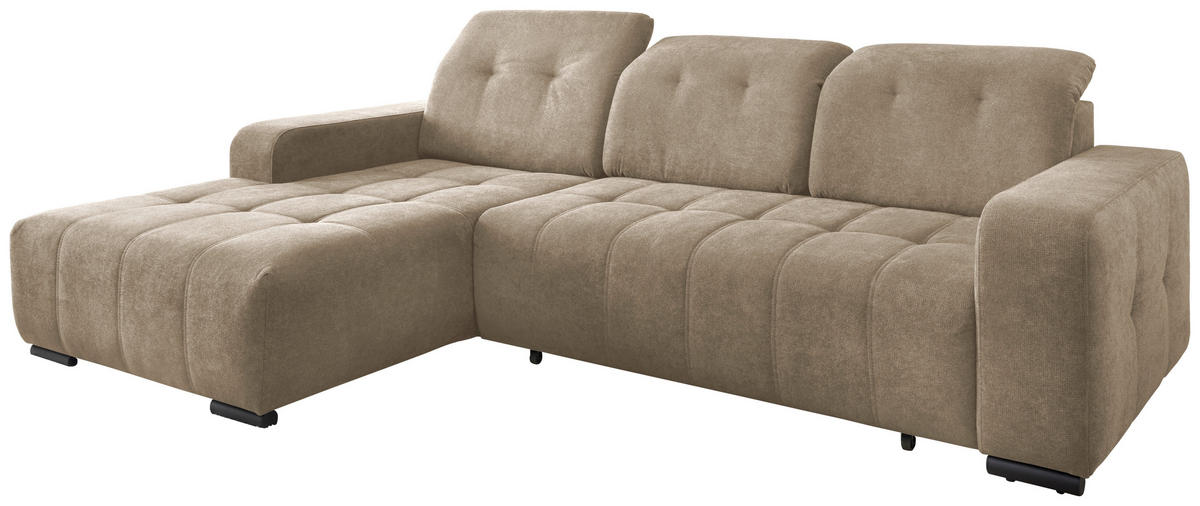 ECKSOFA Vicari Hellbraun Chenille  - Hellbraun/Schwarz, MODERN, Textil/Metall (292/185cm) - Livetastic