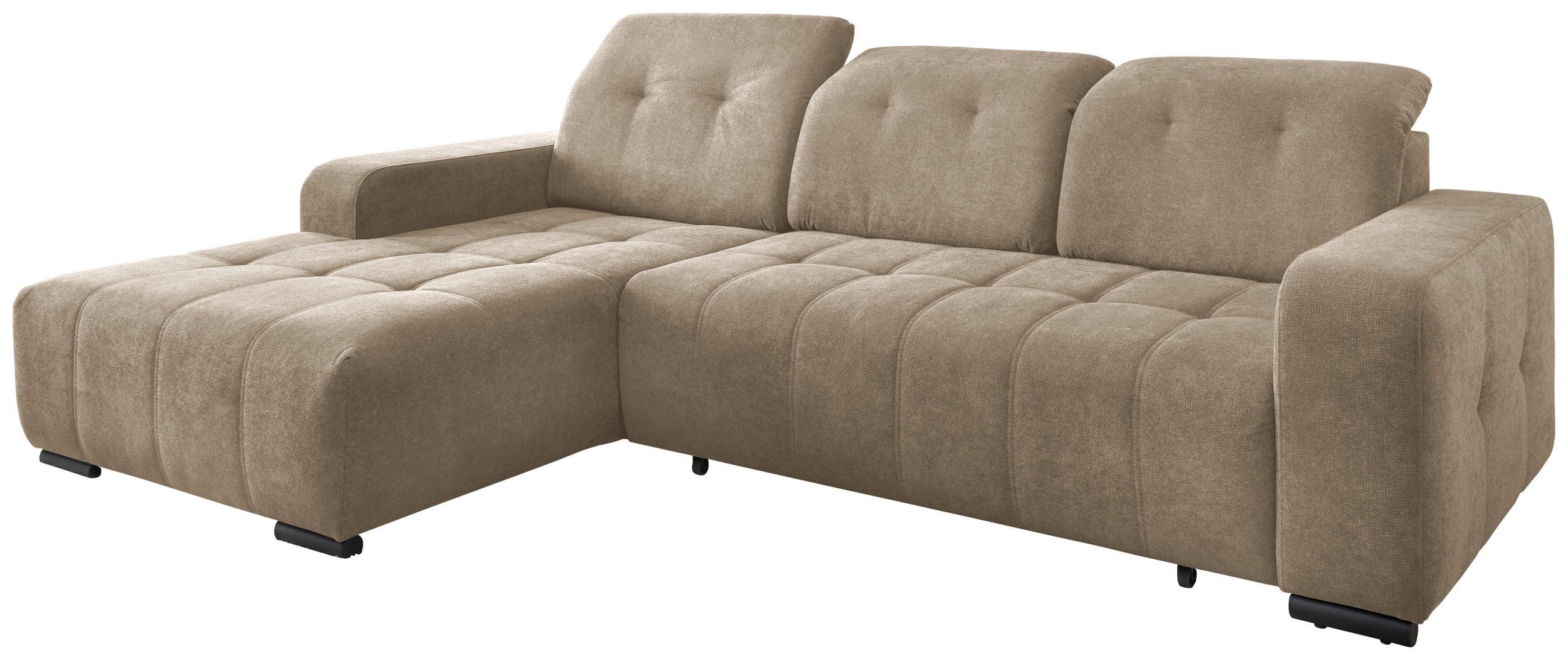Thumbnail - Livetastic Ecksofa Vicari, Hellbraun, Textil, Uni, 4-Sitzer, Ottomane links, L-Form, 292x185 cm, Made in EU, USB-Anschlu...