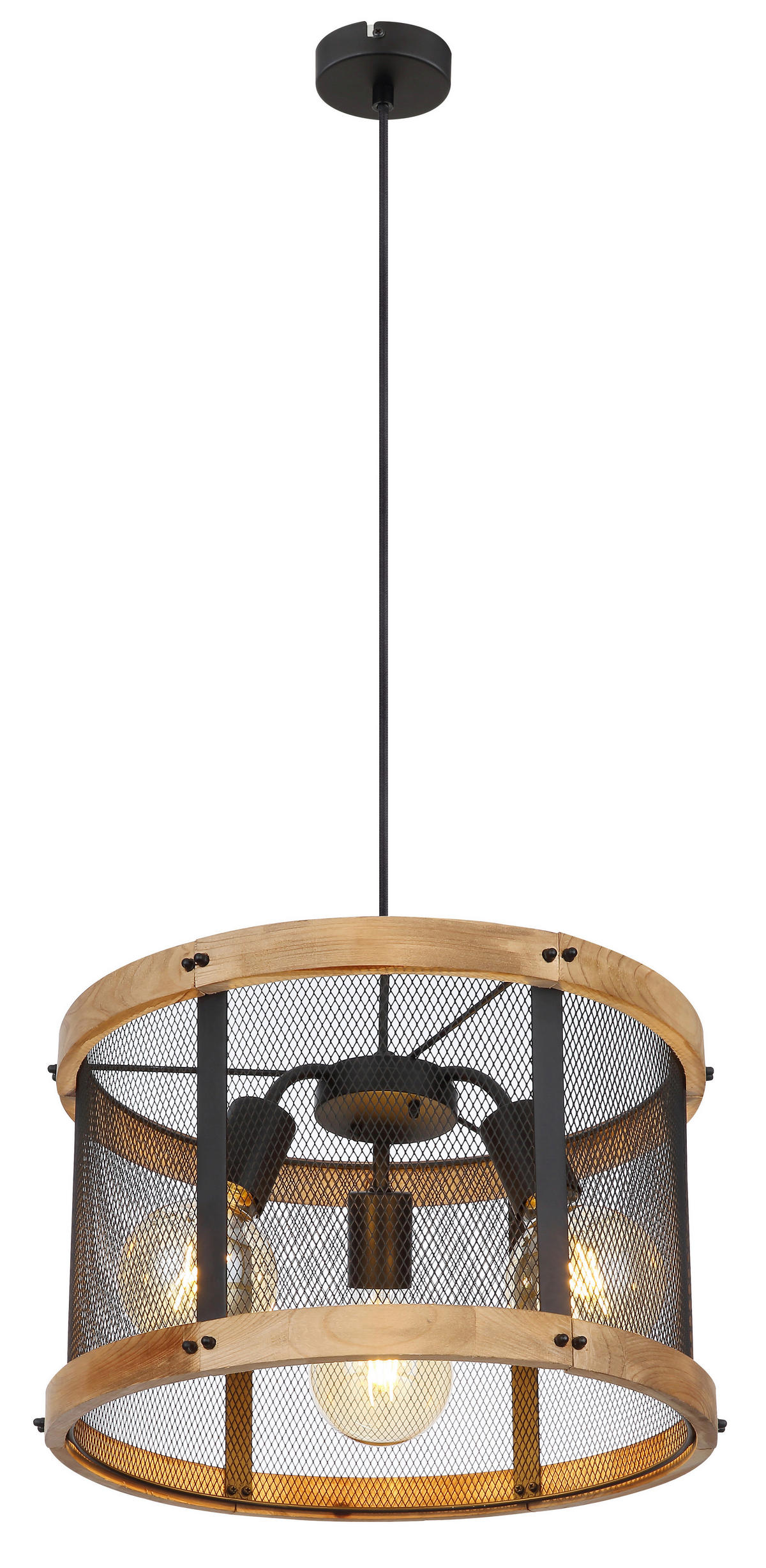 VISEČA SVETILKA        40/120 cm      E27 - črna/temno rjava, Natur, kovina/les (40/120cm) - Globo
