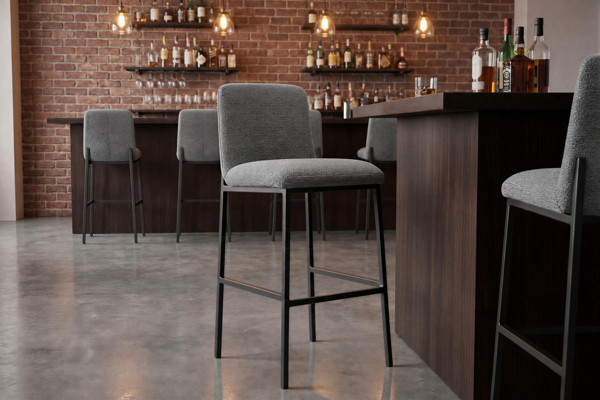 BARHOCKER in Grau, Schwarz  - Schwarz/Grau, MODERN, Textil/Metall (44,5/101/50,5cm) - Livetastic