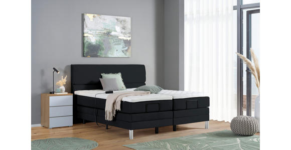 BOXSPRINGBETT 180/200 cm  in Schwarz  - Chromfarben/Schwarz, KONVENTIONELL, Kunststoff/Textil (180/200cm) - Voleo