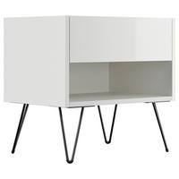 NACHTTISCH 51,2/50/35,6 cm  in Weiß Hochglanz  - Weiß Hochglanz/Schwarz, Basics, Holzwerkstoff/Metall (51,2/50/35,6cm) - MID.YOU