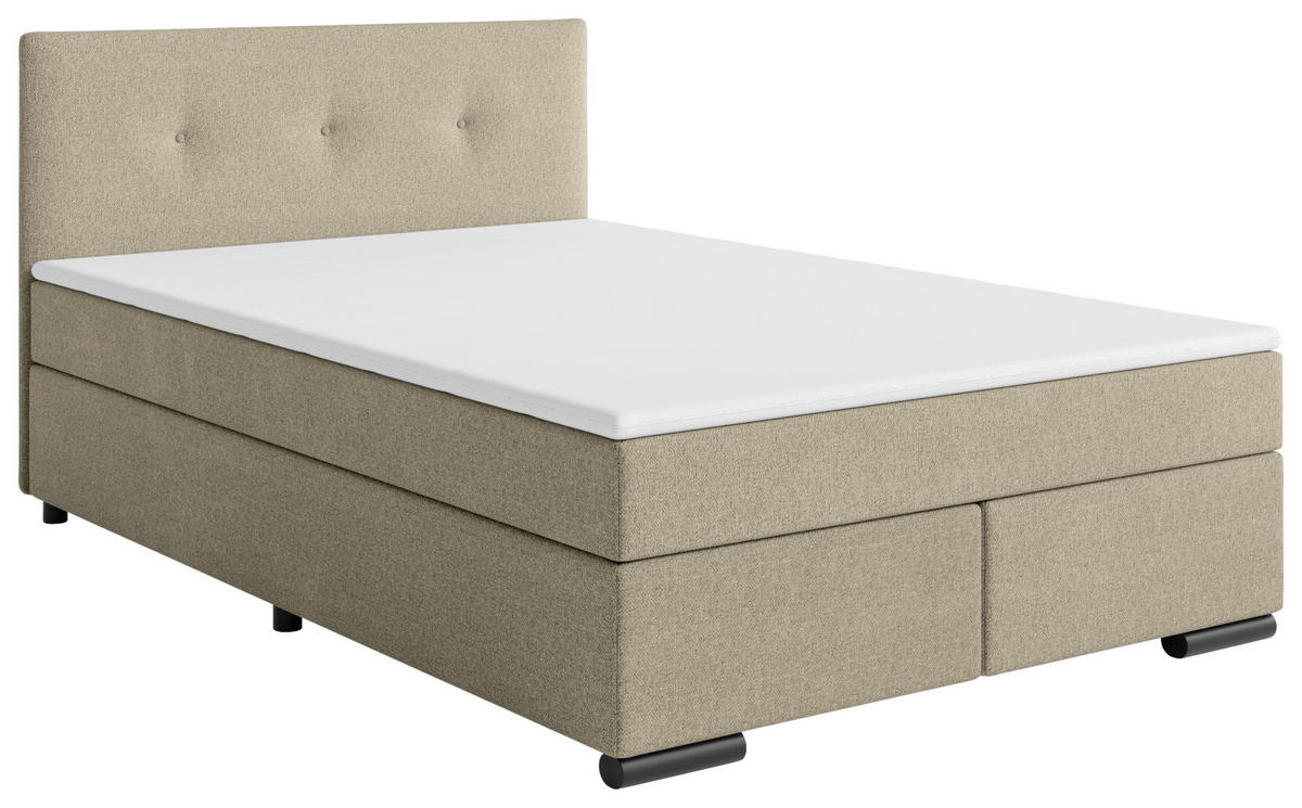 BOXSPRINGBETT 120/200 cm  in Beige  - Beige/Schwarz, MODERN, Karton/Holz (120/200cm) - MID.YOU