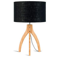STOLNÁ LAMPA, 36/54 cm  - čierna/prírodná farba, Trend, drevo/textil (36/54cm) - Good & Mojo