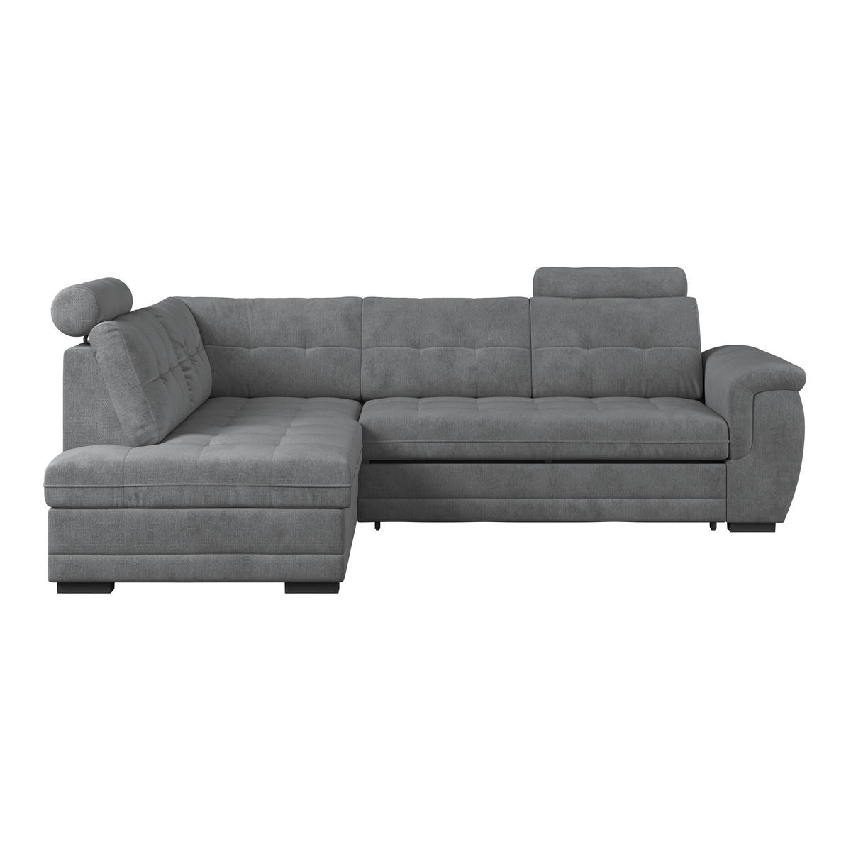 ECKSOFA  Mikrofaser, Struktur Anthrazit  - Anthrazit/Schwarz, Konventionell, Kunststoff/Textil (183/251cm) - MID.YOU