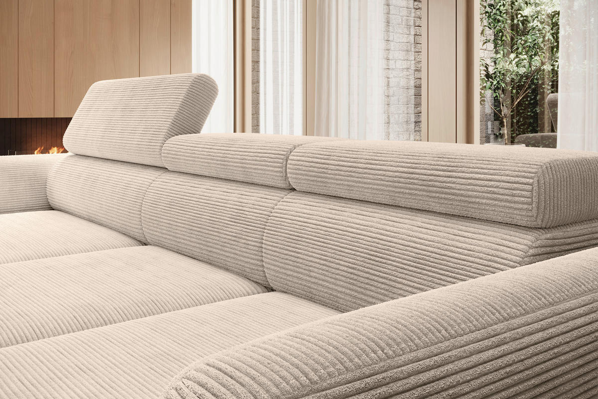 ECKSOFA in Cord Taupe  - Taupe/Schwarz, Konventionell, Textil/Metall (174/277cm) - Carryhome