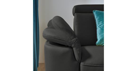 ECKSOFA in Echtleder Anthrazit  - Anthrazit/Schwarz, Design, Leder/Metall (285/239cm) - Cantus