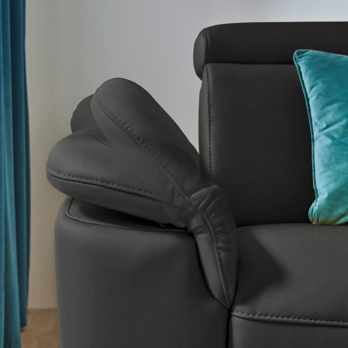 ECKSOFA in Echtleder Anthrazit  - Anthrazit/Schwarz, Design, Leder/Metall (285/239cm) - Cantus