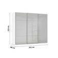 SCHWEBETÜRENSCHRANK 242/223/68 cm 3-türig Grau, Weiß  - Alufarben/Weiß, KONVENTIONELL, Glas/Holzwerkstoff (242/223/68cm) - Novel