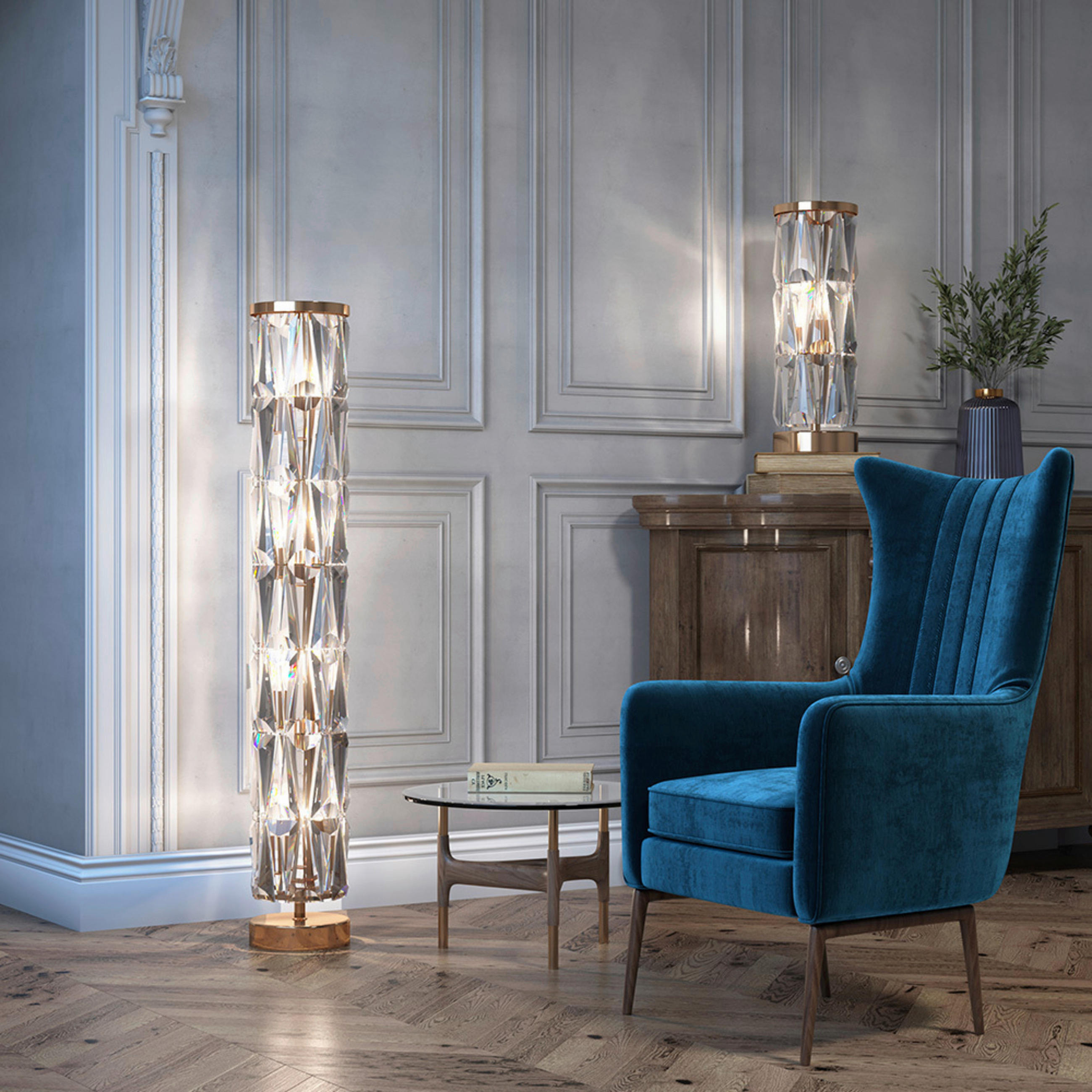 STEHLEUCHTE  20/126,5/20 cm   - Goldfarben, Basics, Glas/Metall (20/126,5/20cm) - MAYTONI