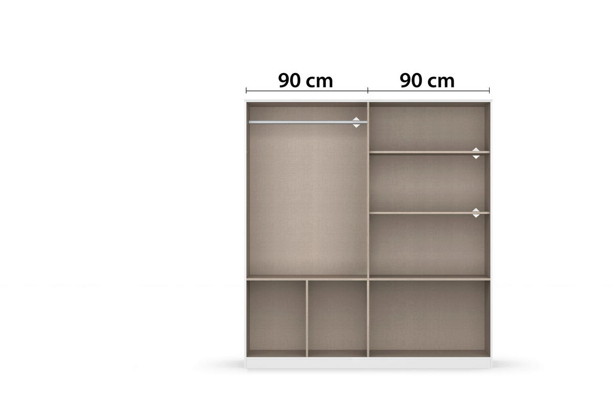 DREHTÜRENSCHRANK 4-türig Grau, Weiß  - Alufarben/Weiß, Basics, Holzwerkstoff/Kunststoff (181/197/54cm) - Xora