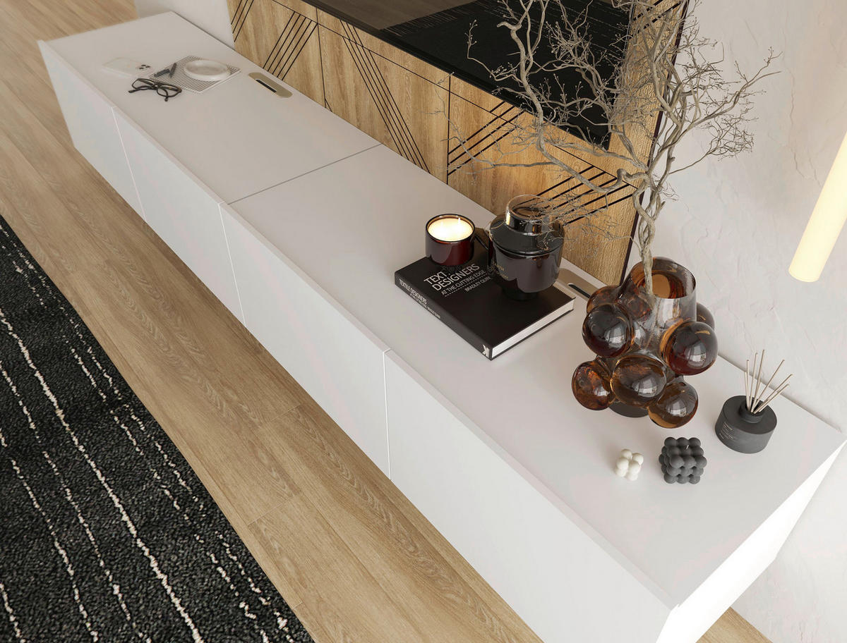 TV-BÄNK Newniq  i 120/36,7/45 cm  - vit, Design, trämaterial (120/36,7/45cm) - Hom`in