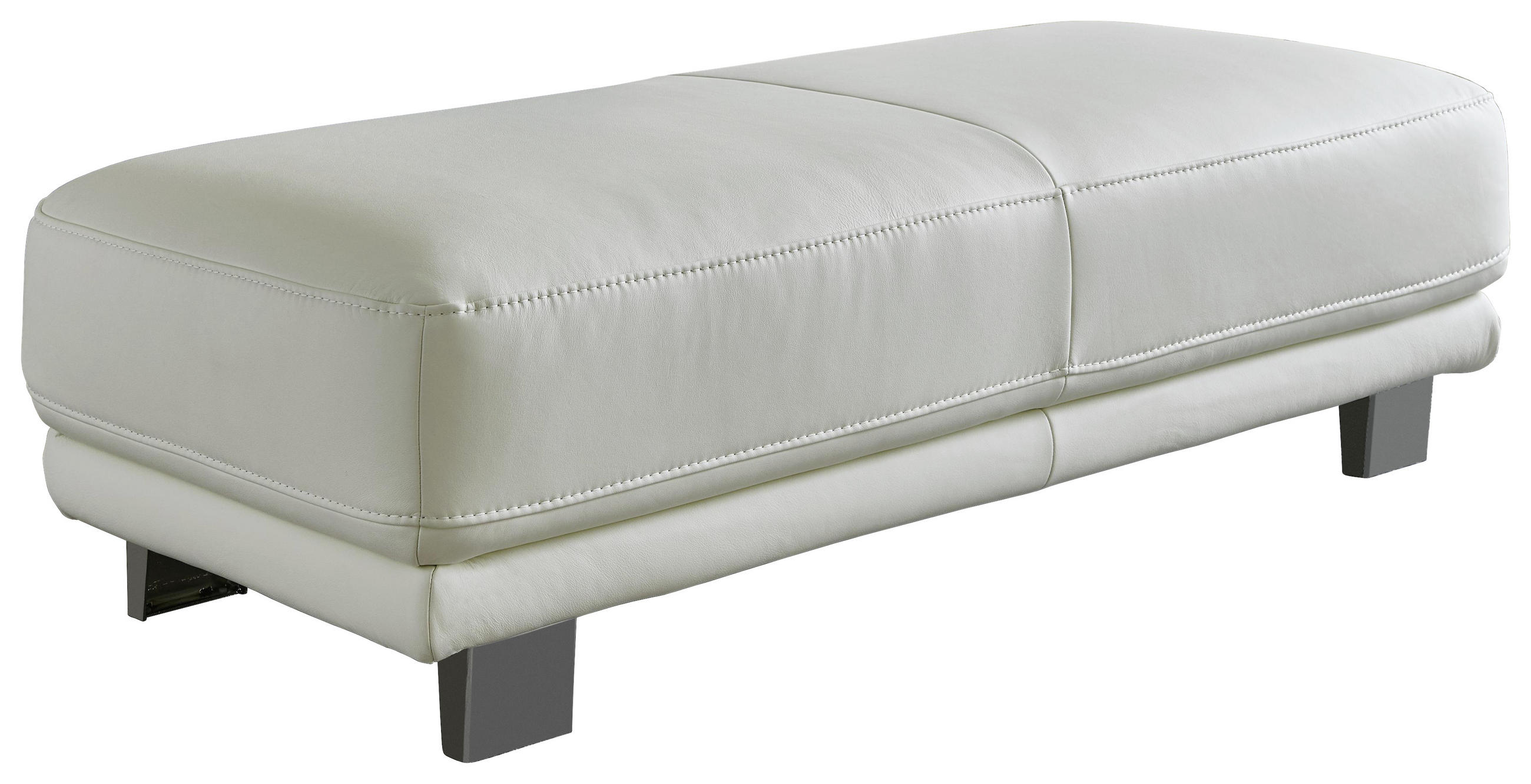 HOCKER Echtleder Weiß - Chromfarben/Weiß, MODERN, Leder/Metall (122/45/68cm) - Valdera