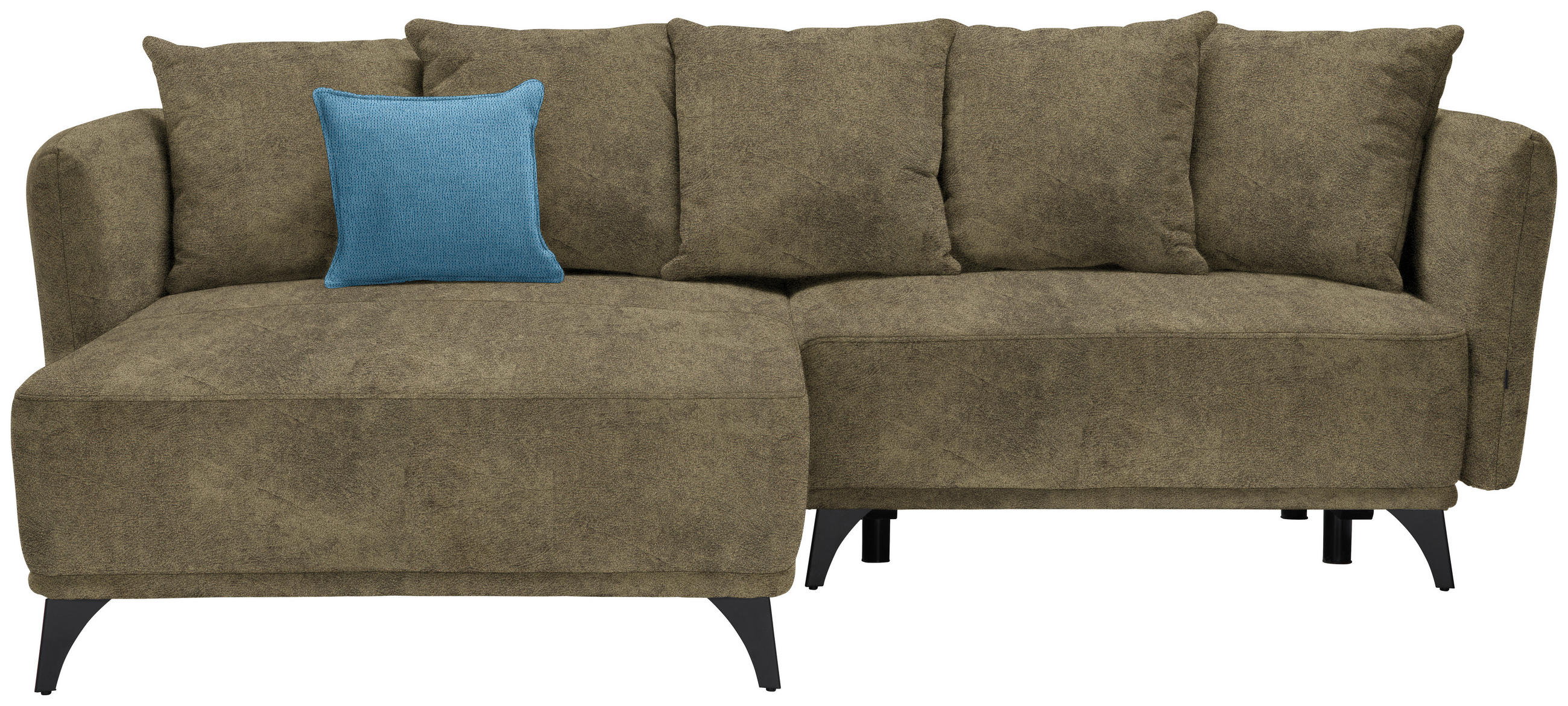ECKSOFA in Chenille Olivgrün  172/255 cm  - Blau/Schwarz, LIFESTYLE, Textil/Metall (172/255cm) - Carryhome