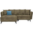 ECKSOFA in Chenille Olivgrün  - Blau/Schwarz, LIFESTYLE, Textil/Metall (172/255cm) - Carryhome