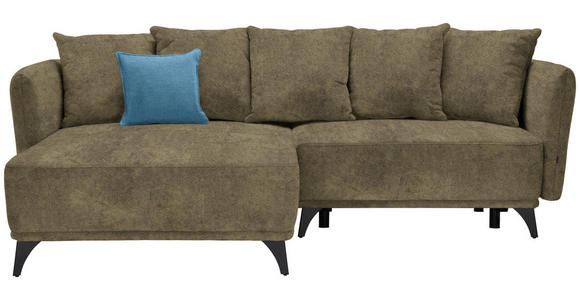 ECKSOFA in Chenille Olivgrün  - Blau/Schwarz, LIFESTYLE, Textil/Metall (172/255cm) - Carryhome