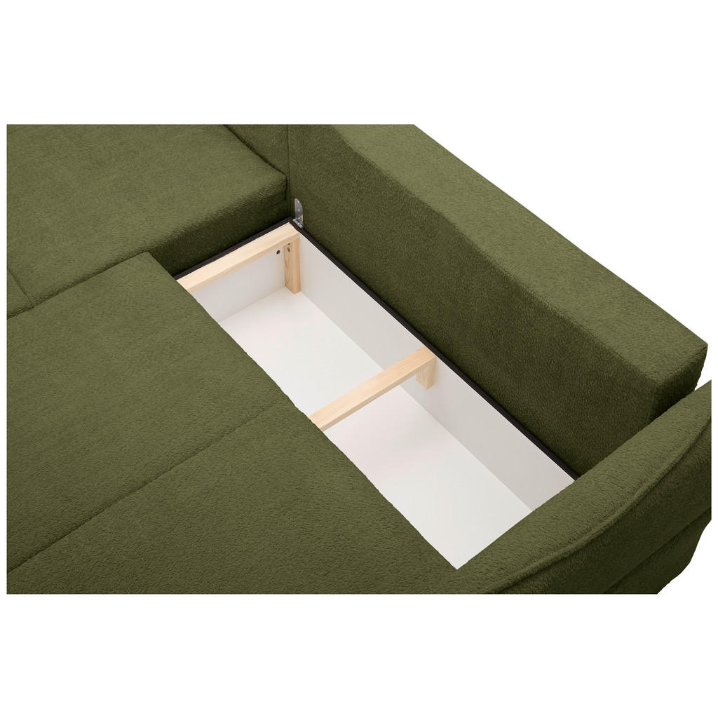 Thumbnail - Carryhome Ecksofa, Olivgrün, Textil, 3-Sitzer, L-Form, Ottomane links, 233x193 cm, Liegefunktion, seitenverkehrt erhältl...
