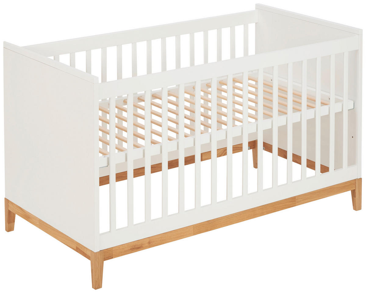 POSTIEĽKA S PRIEČKAMI  70 cmx140 cm - biela/farba duba, Design, drevo/kompozitné drevo (146/75/84cm) - Jimmylee